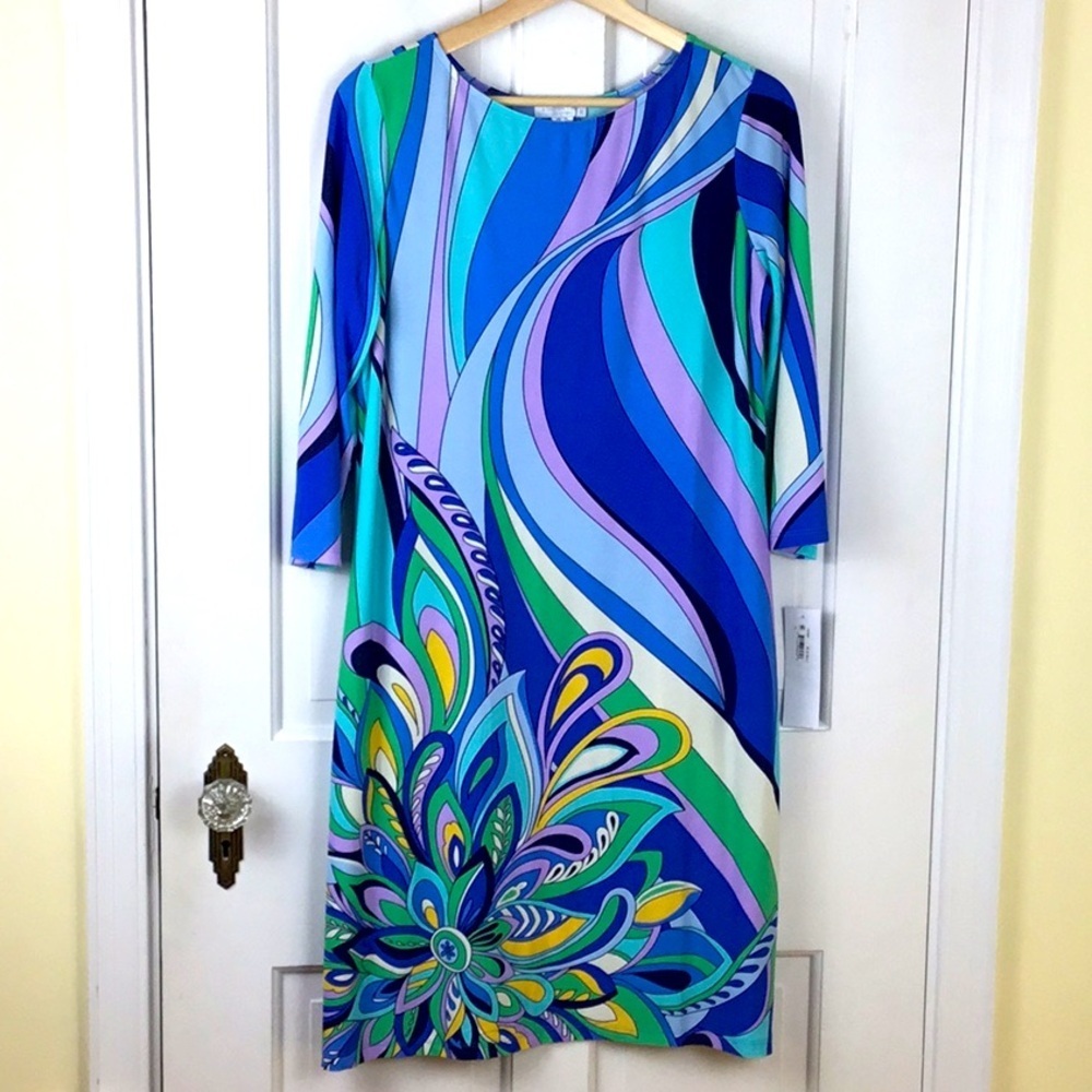 London Times Floral Print Dress Petite Retro Colorful